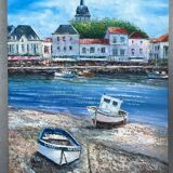 Marine, oil on canvas "les sables d'Olonne" signed Rossini