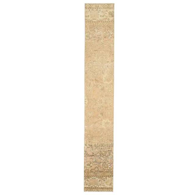 1970s Vintage Turkish Hand-Knotted Wool Cotton Orange Runner Rug 60x388