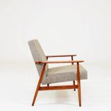 Beige mixed vintage armchair from the 1970s.