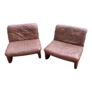 Chauffeuses cuir patchwork Tranas Suède par Overman, 1970 Set de 2