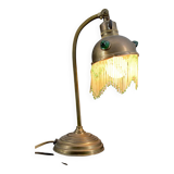 Lampe de table Art Nouveau en Laiton et Cabochons de Verre, Circa 1910