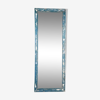 Grand miroir avec cadre en bois bleu