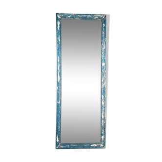 Grand miroir avec cadre en bois bleu