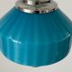 Blue glass ceiling light with a chrome frame, 1960s, Germany.