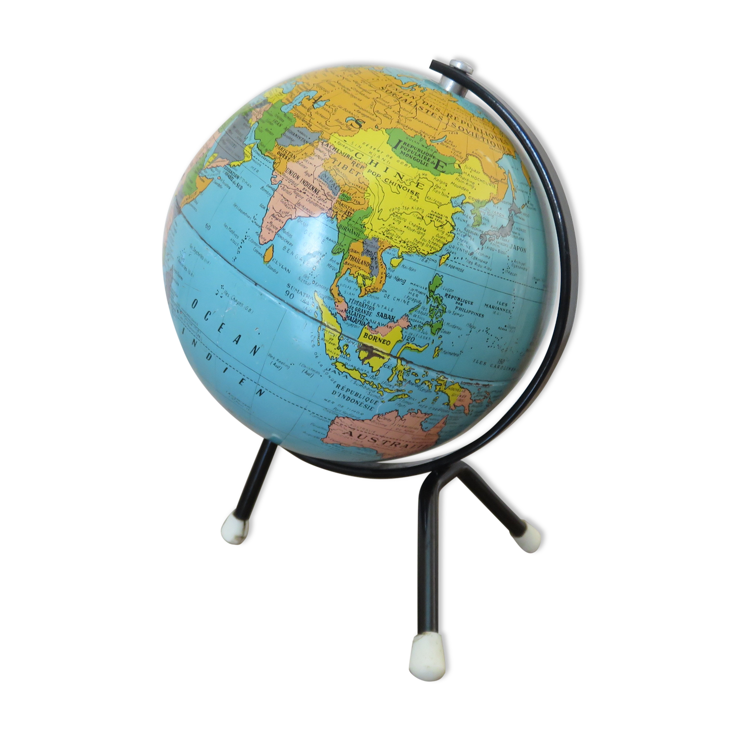 World map globe globe sheet metal tripod taride maps 60s 70s