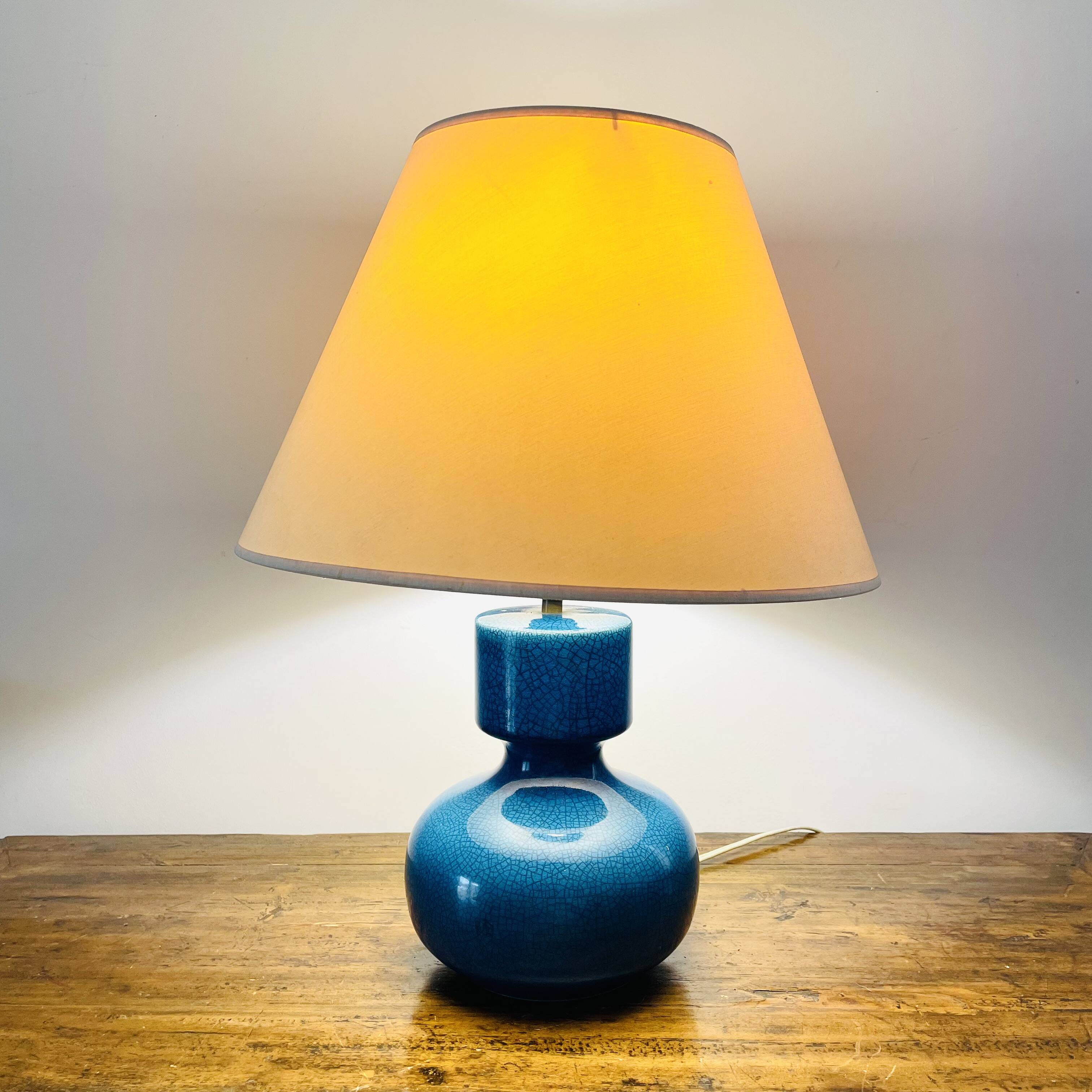 Vintage 60s lamp in cracked blue glazed ceramic – Design Space