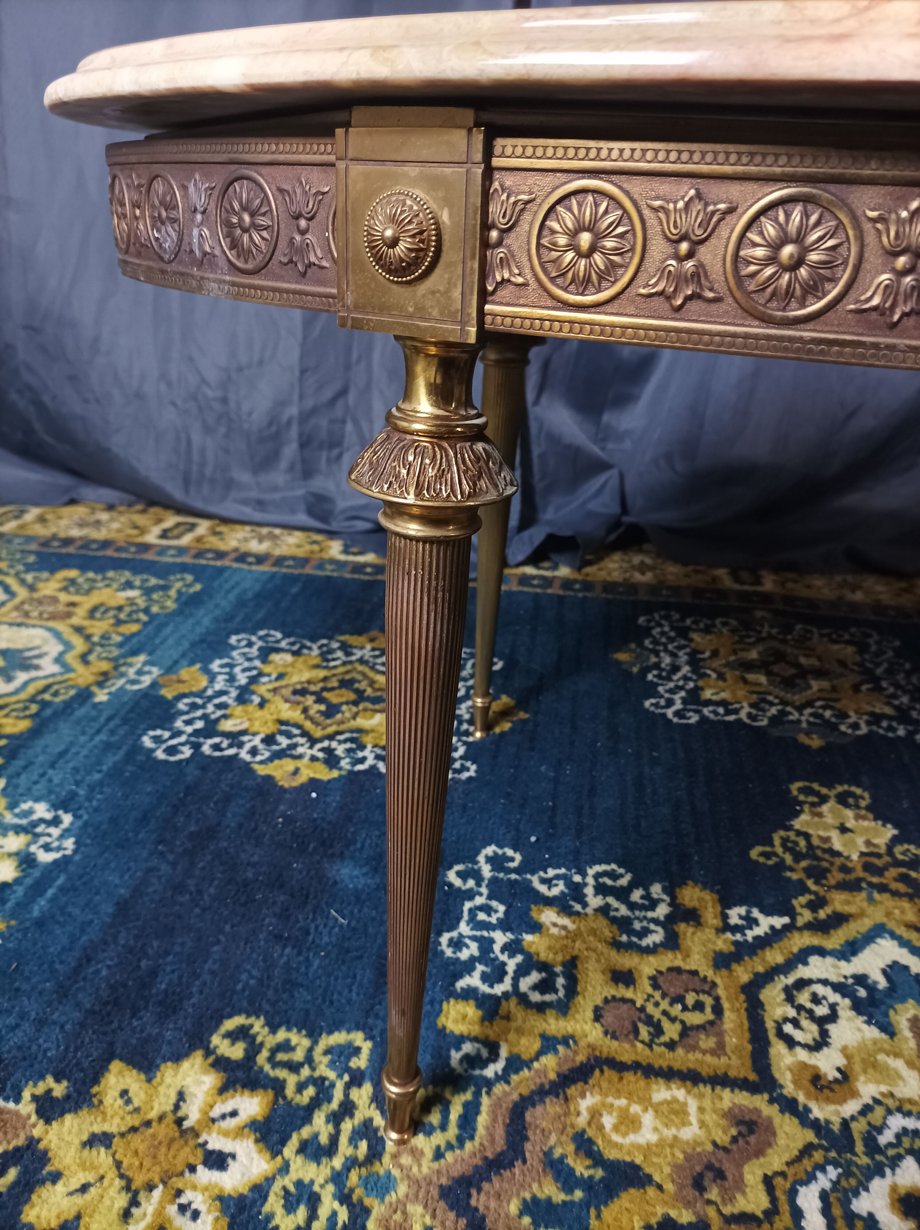 Coffee table in brass and marble 1960