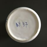 Blue decoration ivory vase signed