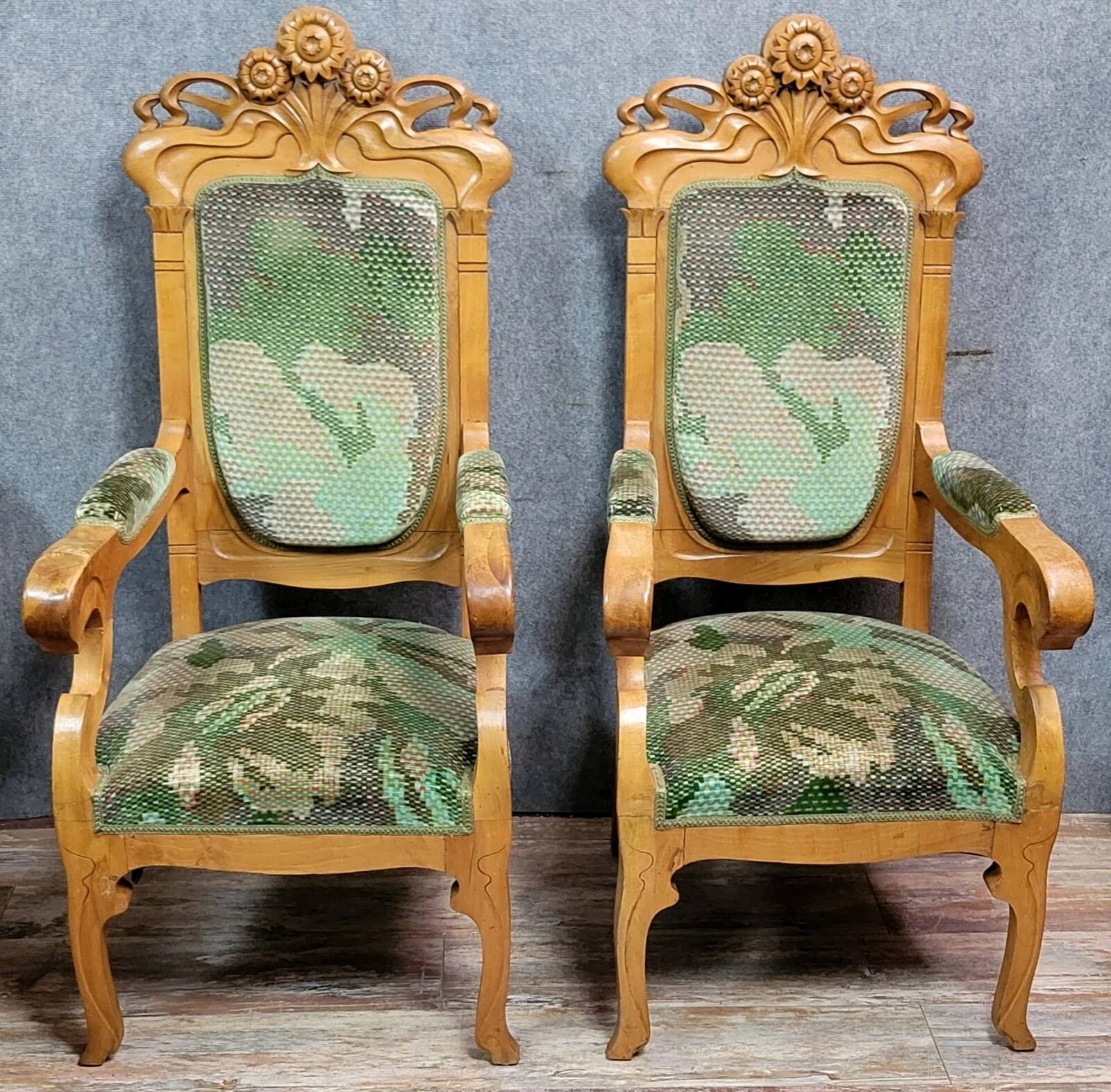 Pair of Art Nouveau armchairs