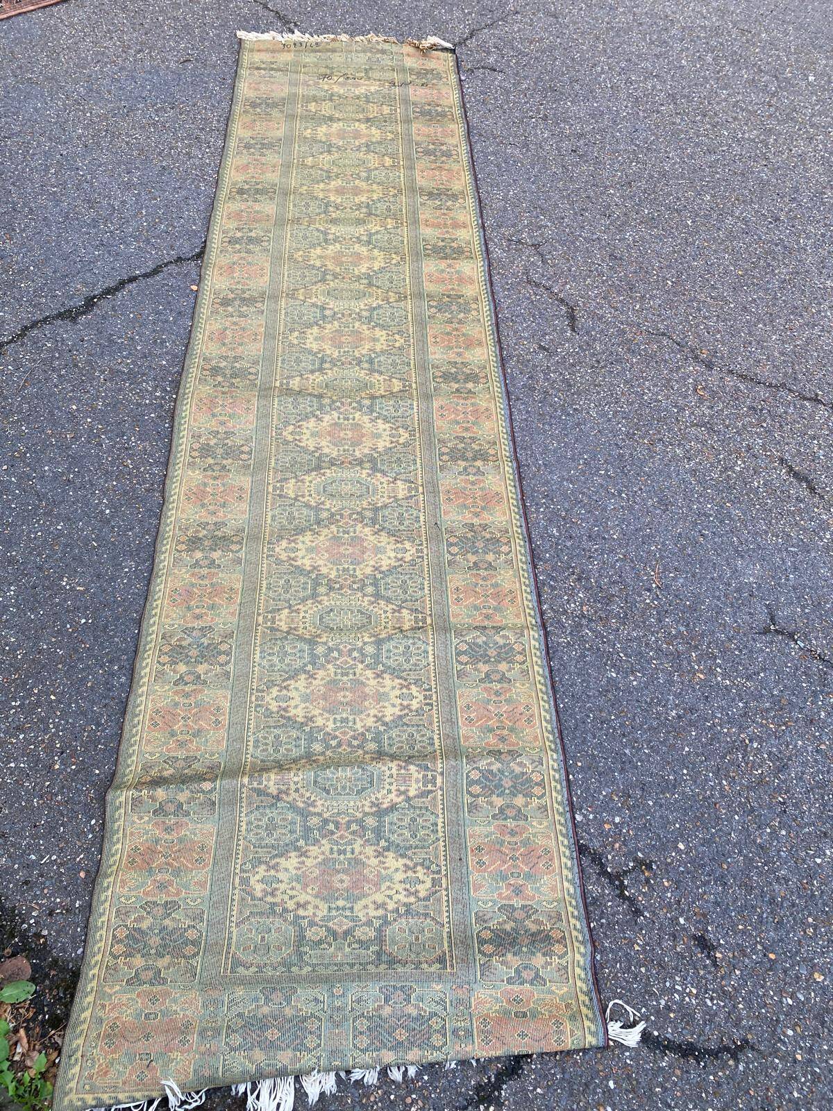 Long Persian Wool Runner Rug Burgundy Blue 70x240cm