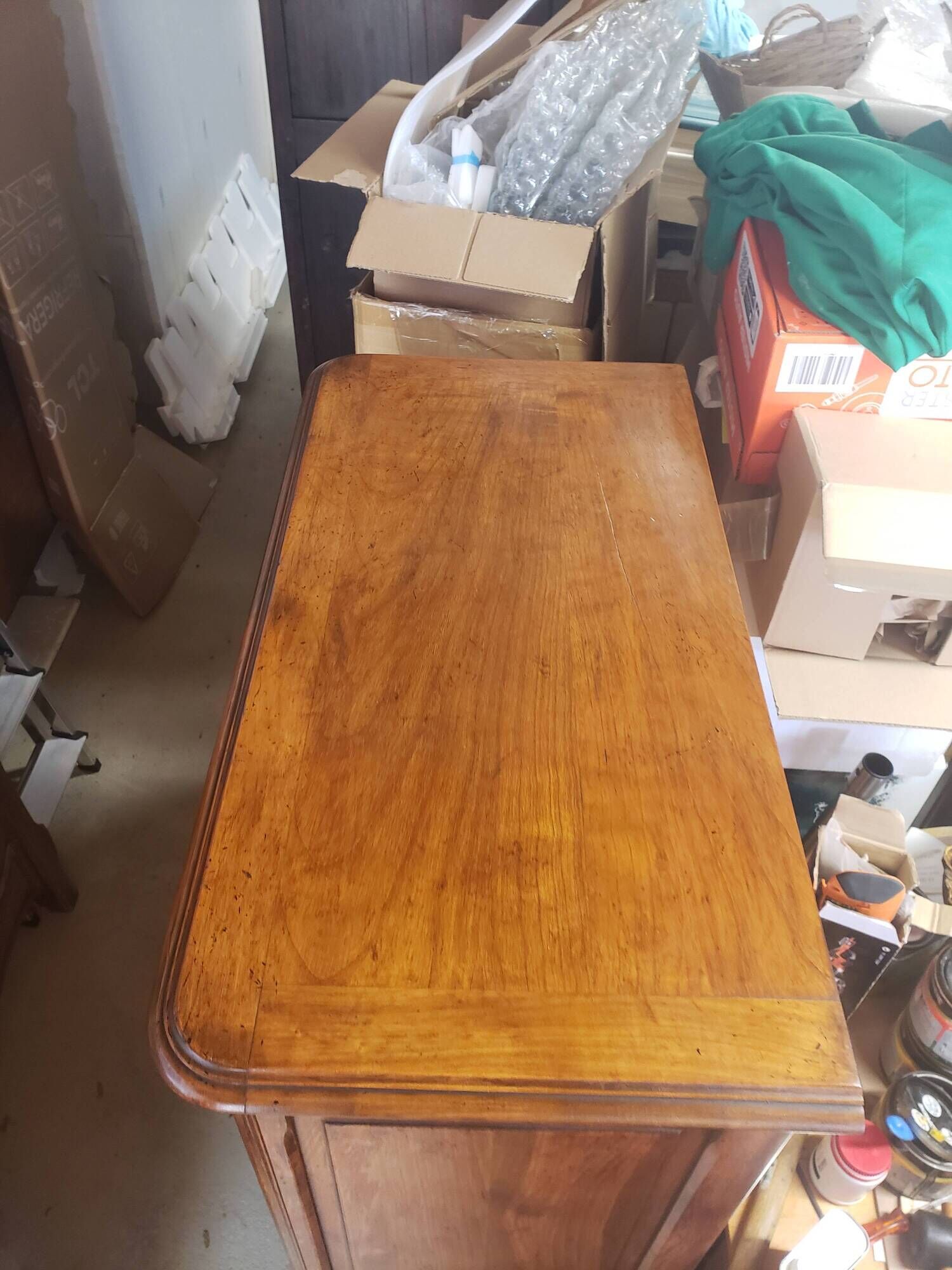 Secrétaire ancien scriban vintage en bois de noyer style Louis XV
