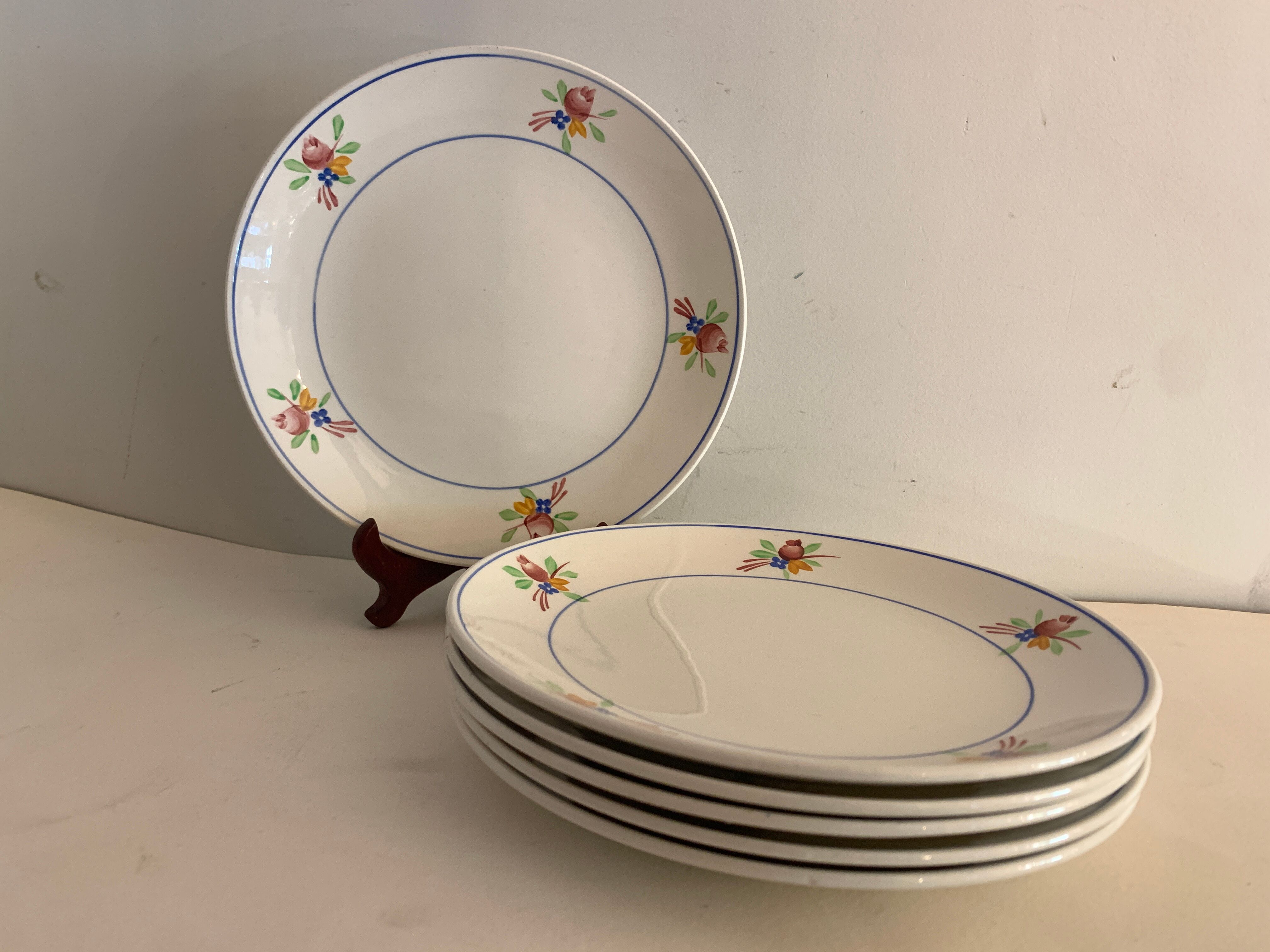 6 Gien dessert plates, Nice model, 1950