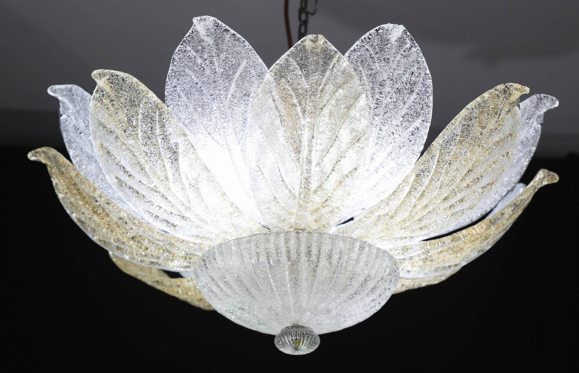 Charming Vintage Italian Murano Glass Amber and trasparent Ceiling Light