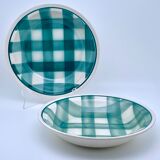 Vintage beige and green checkered service