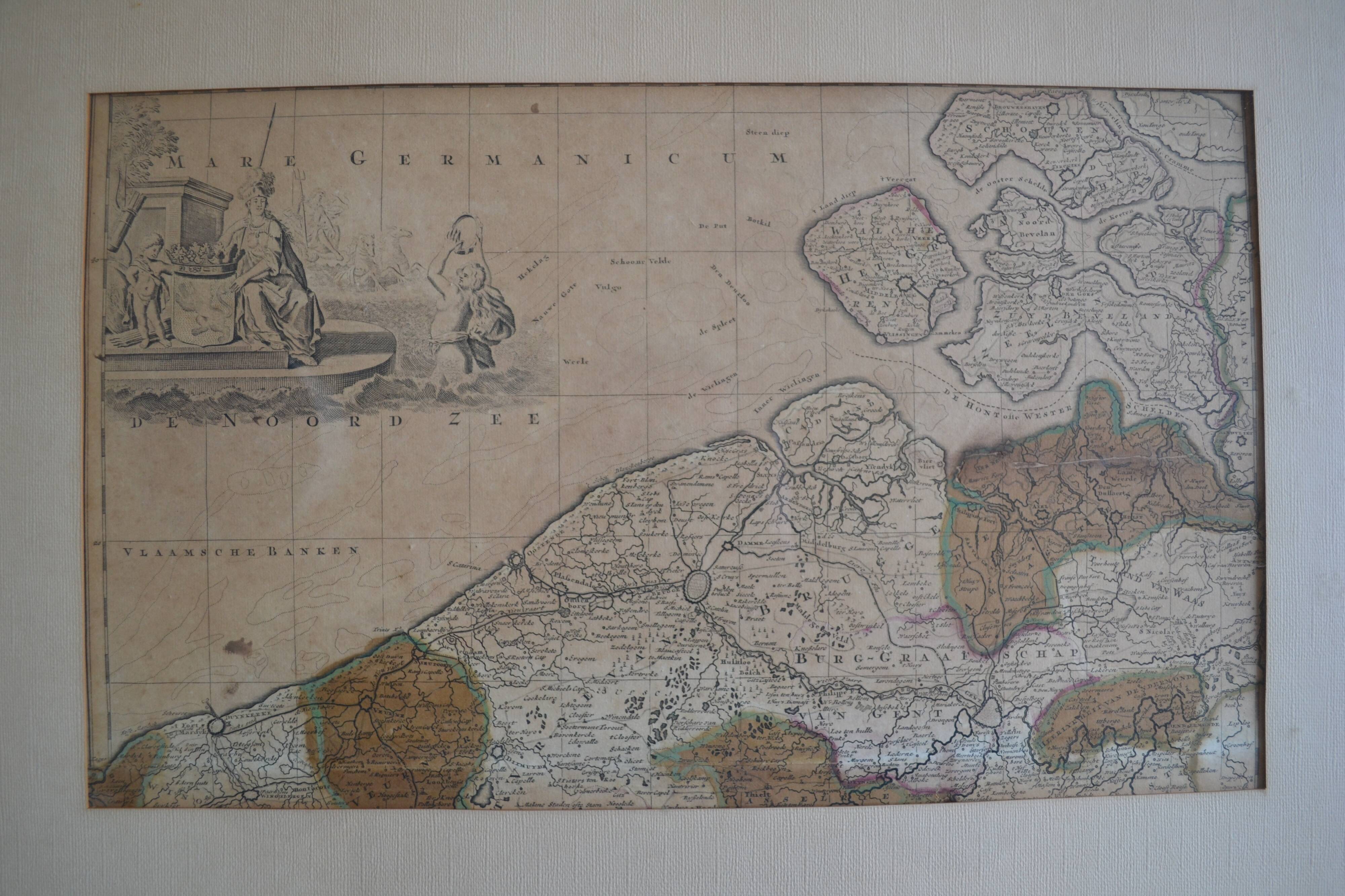 Map of the County of Flanders Belgium by Peter Schenck (1660 1718)