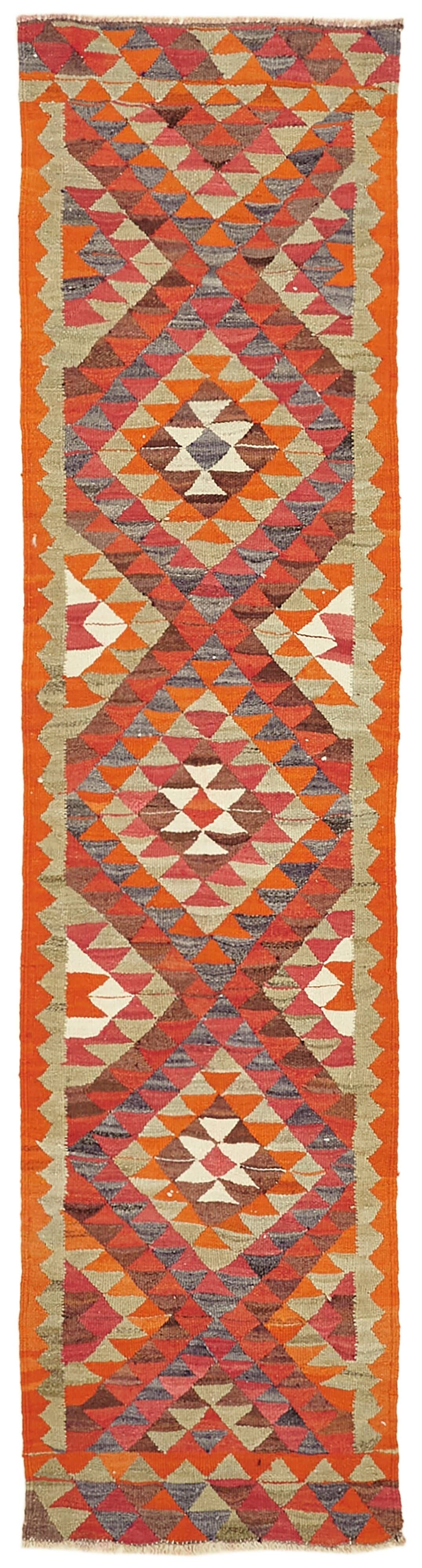 Turkish Handwoven Vintage Herki Kilim 86 cm x 326 cm