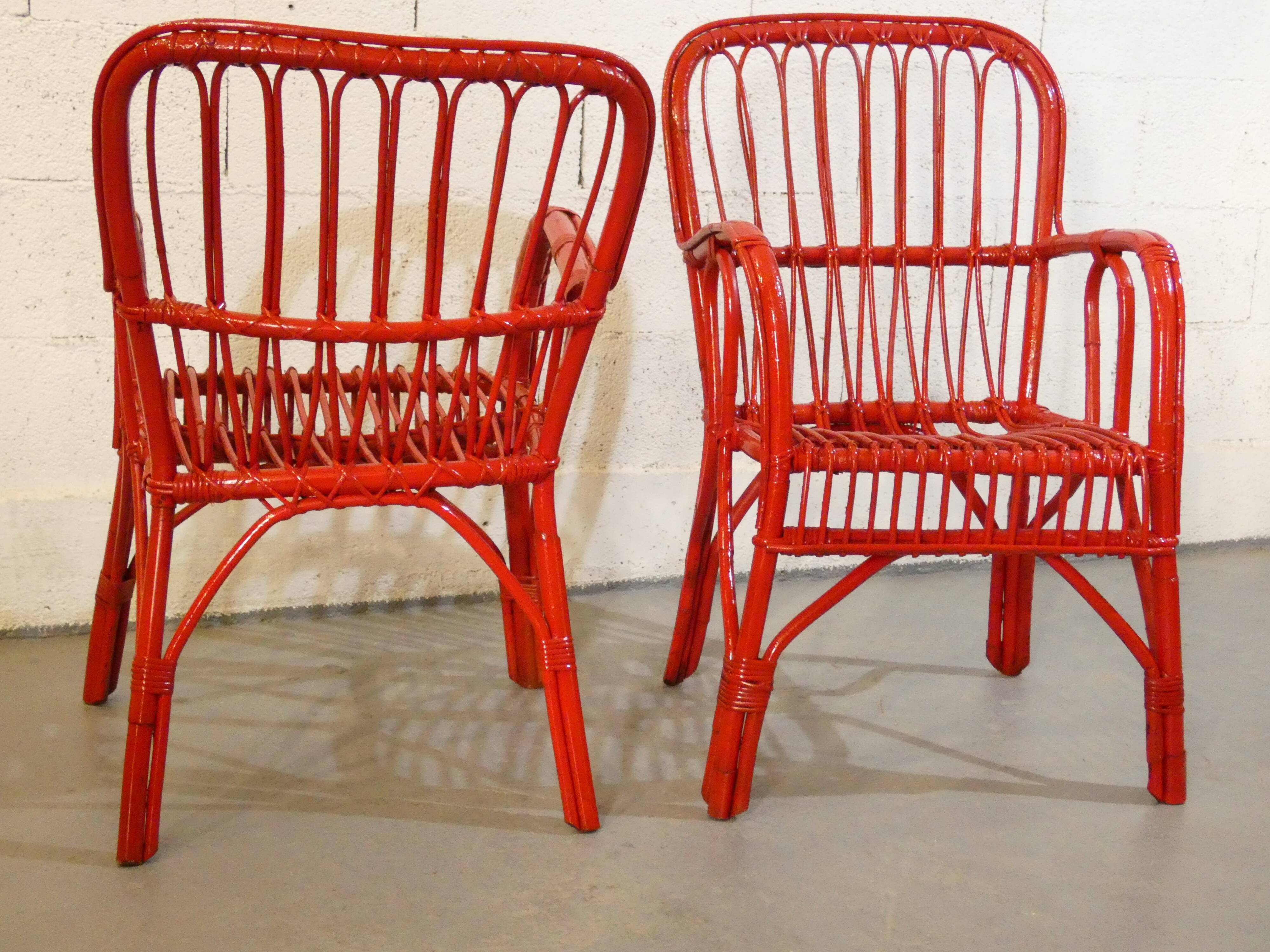 Pair of rattan chairs 1950