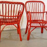 Pair of rattan chairs 1950