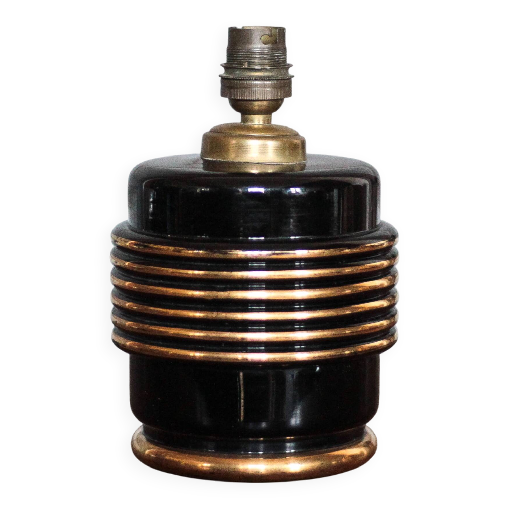 Vintage lamp, table lamp, bedside lamp, black and gold lamp base