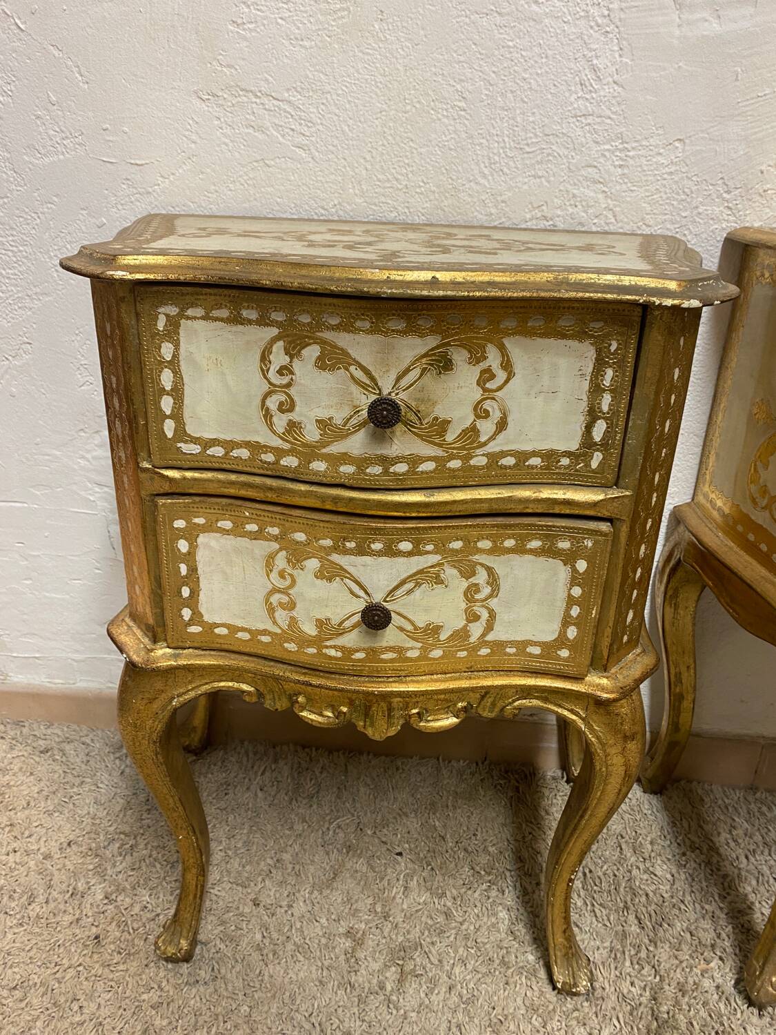 Pair of Italian Florentine bedside tables