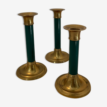 Trio de bougeoirs en bronze vintage