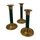 Trio of vintage bronze candle holders