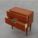 Vintage Nightstand in teak veneer with 2 drawers, Belgium 1950s