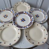 Lot de 6 assiettes plates orange dépareillées Digoin Sarreguemines et Badonvillier