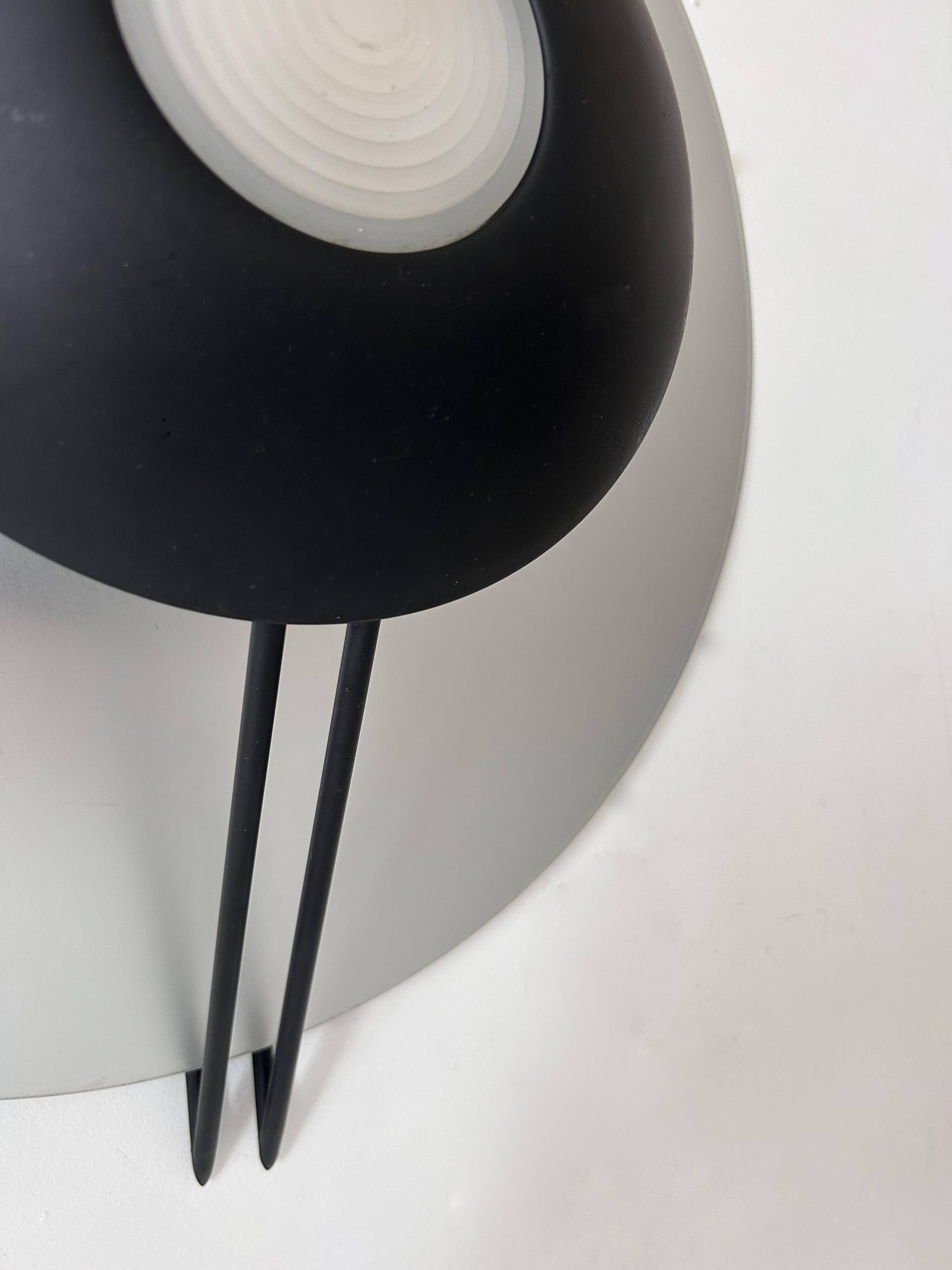 Vintage wall lamp, aluminum and sandblasted glass, Italy 1980