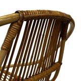 Ensemble vintage de 4 fauteuils club en rotin Rohe Noordwolde 1960