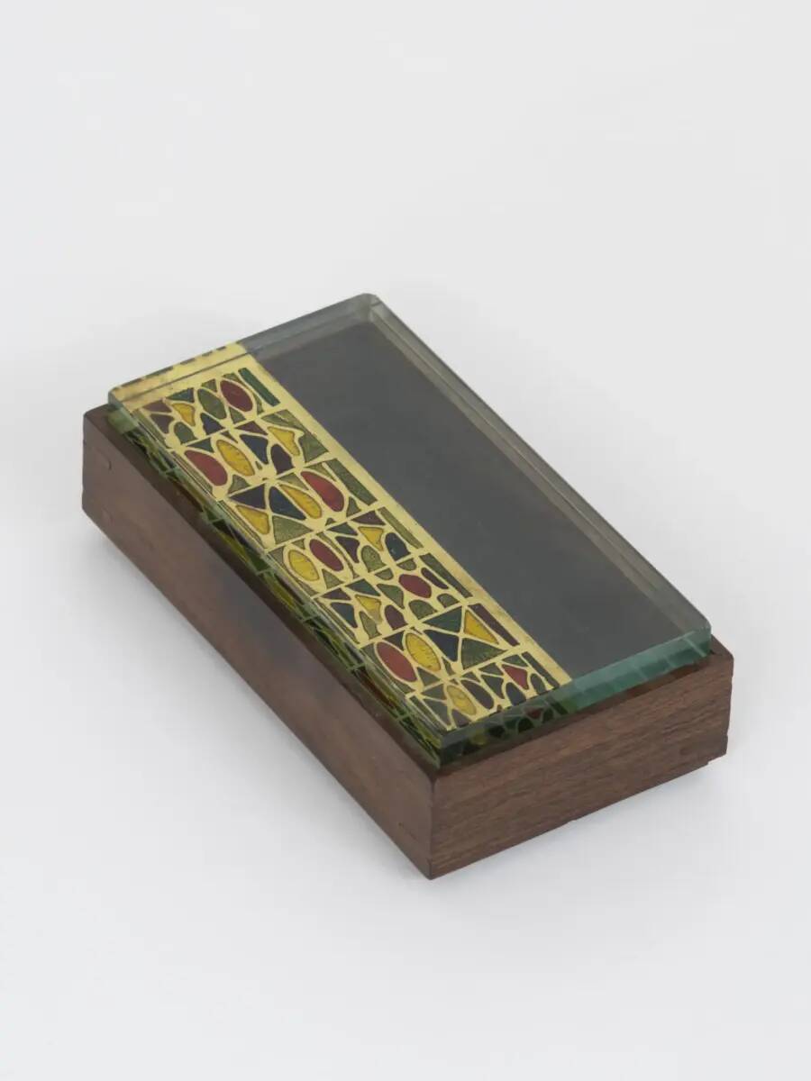 Erwin Burger wood box with crystal lid, Burger Kunstglas, 1950s