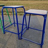 Set of 8 Gaston Cavaillon Mulca industrial workshop stools