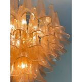 Modern Clear and Gold Murano Glass "Petals-Selle" Chandelier