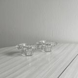 Duo of small candlesticks in chiseled glass