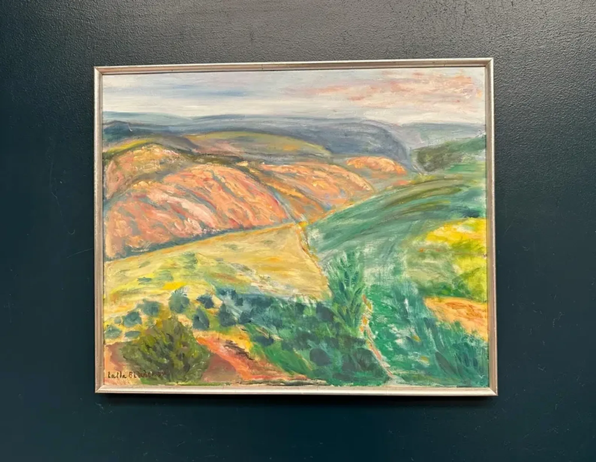Original Swedish Oil on Canvas – "Landscape" by Lalla Blecher – Signed – Dated 1994 – Framed – 63 × 53 cm (24.8" × 20.9")