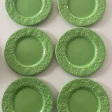 6 barbotine dessert plates.