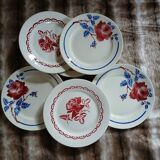 6 mismatched antique flat plates