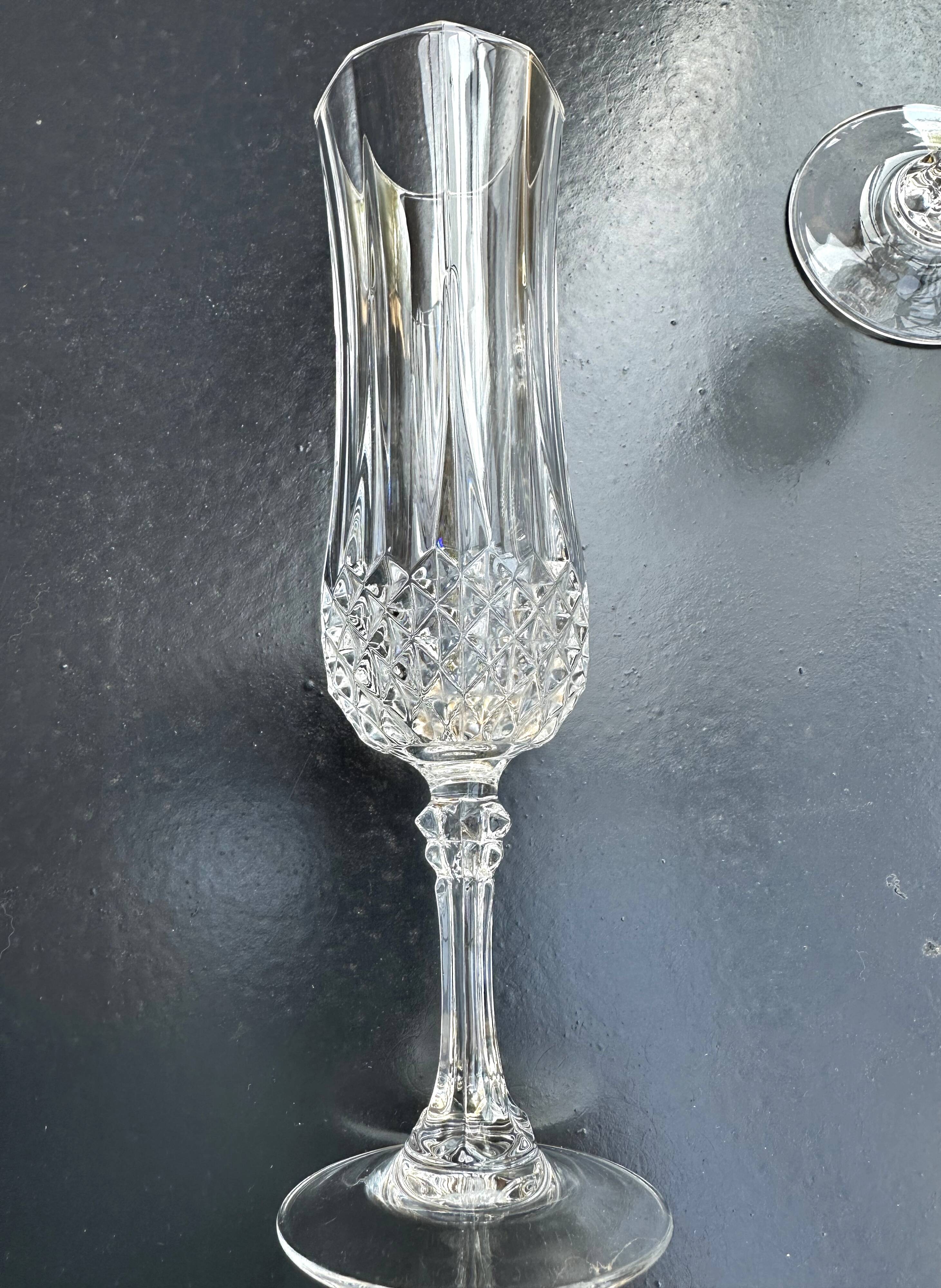 5 Cristal d'Arques champagne flutes, Lonchamp Vintage model