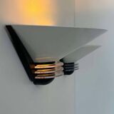 Pair of vintage wall lights, white lacquered metal, France 1980