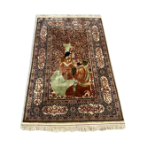 Ancient Iranian carpet in wool and silk 210x119cm