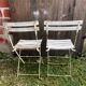 Pair of vintage white metal & wood folding garden chairs