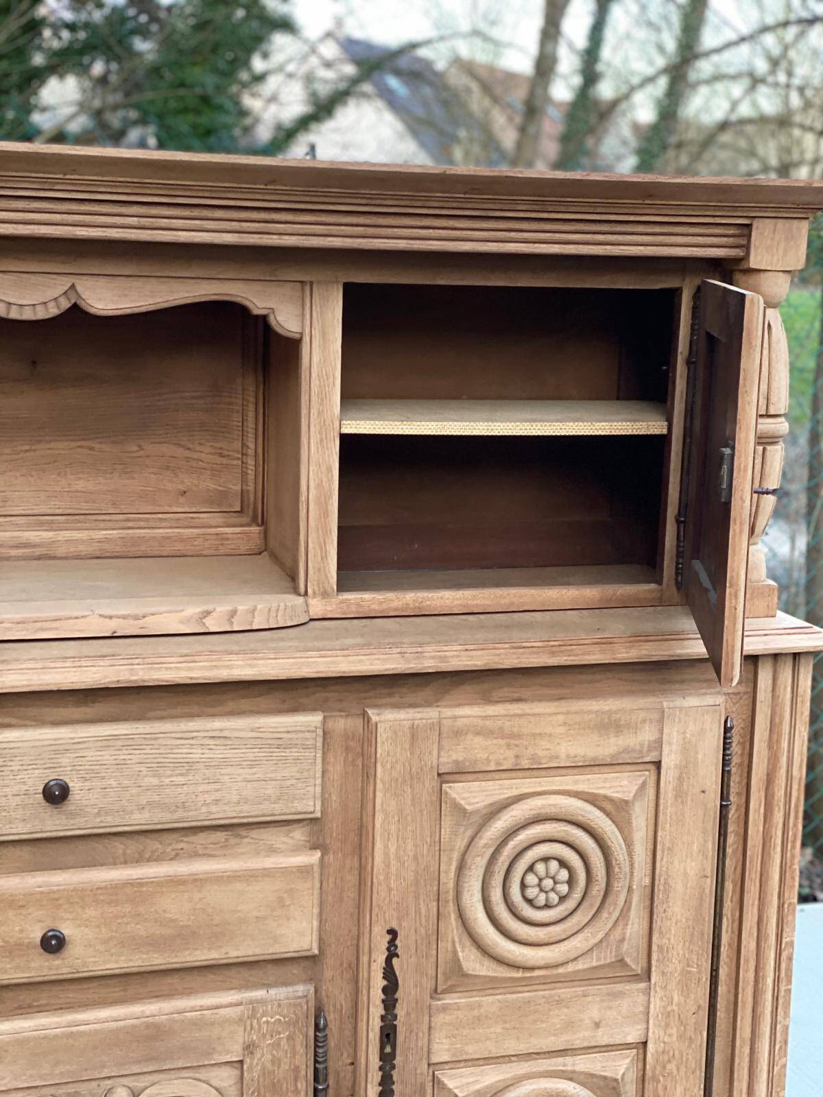 2-part Breton sideboard renovated in solid raw oak 200cm
