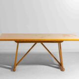 Geometrical dining table in oak, Italy 1980s
