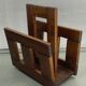 Midcentury brutalist oak magazine rack or holder, Dutch ca 1960s