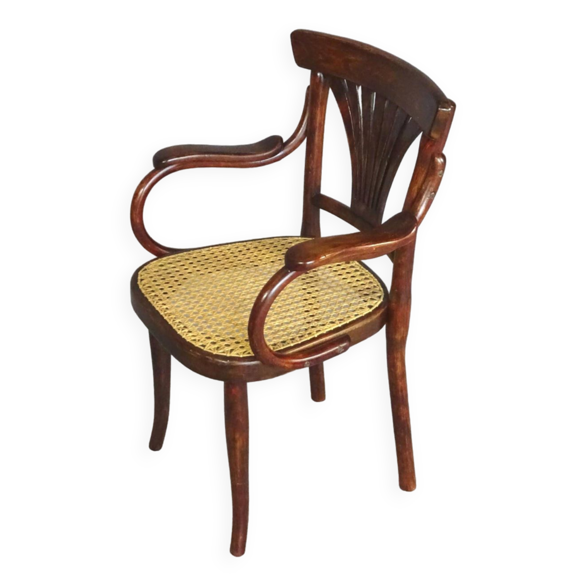 THONET children's armchair N°221, 1900, new canework
