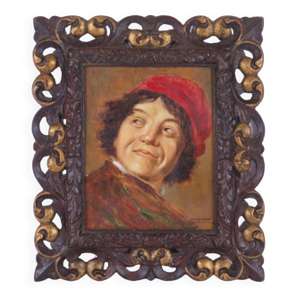 Antique oil painting portrait of a young man by Frans Hals The Lute Player with same period frame X8