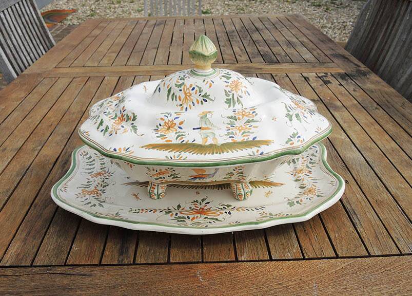 Old Moustiers Style Earthenware Lion Soup Tureen