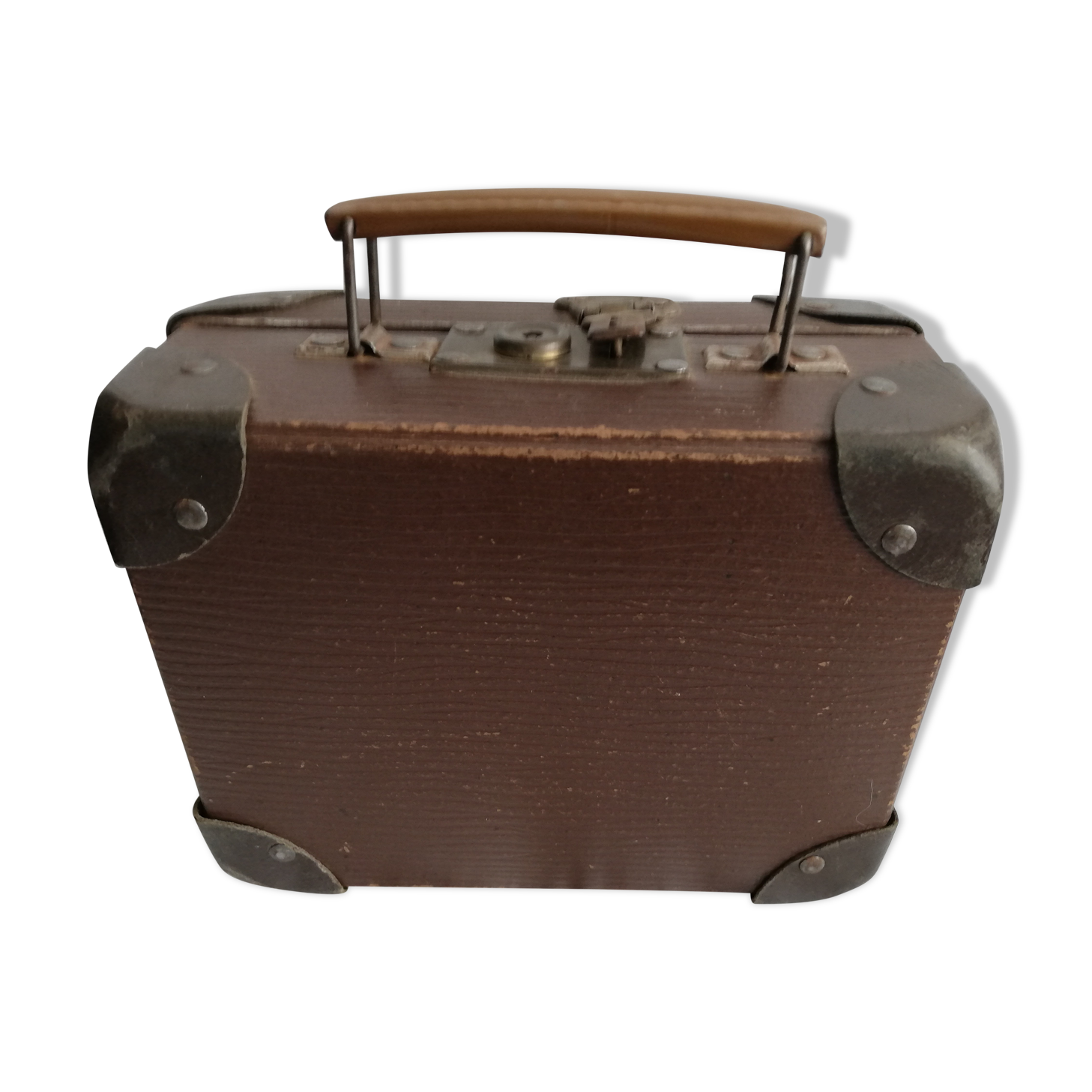 Old metal cardboard suitcase