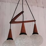 Boomerang Cascade Pendant Chandelier in Teak and Glass from Philips, 1950s
