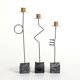 Set of 3 candlesticks | IKEA “Kräsen” from the 1980s | Steel, Brass, Granite